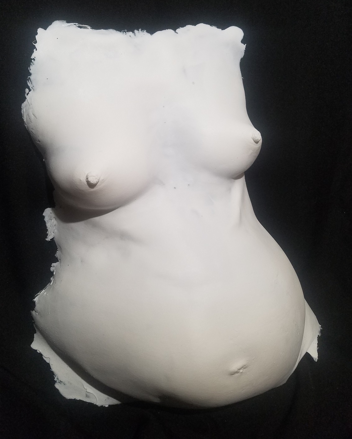 plastic lifecast of pregnant female: shoulders to waist